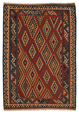 Kelim Carpet - orientalisk matta - 213 x 165 cm - mörkröd
