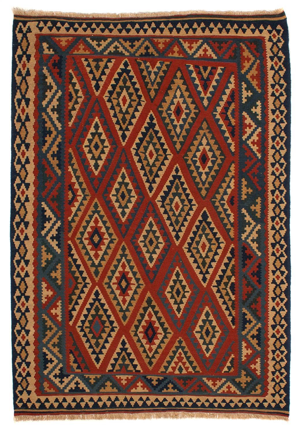 Kelim Carpet - orientalisk matta - 213 x 165 cm - mörkröd
