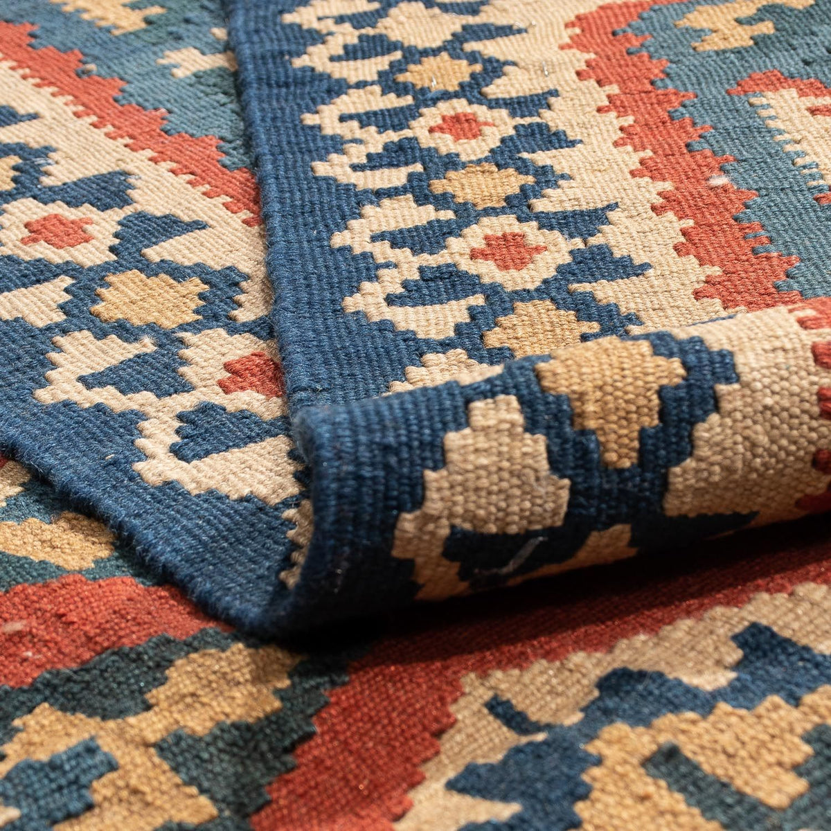 Kelim Carpet - orientalisk matta - 213 x 165 cm - mörkröd