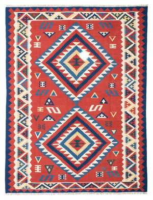 Kelim Carpet - orientalisk matta - 213 x 160 cm - röd