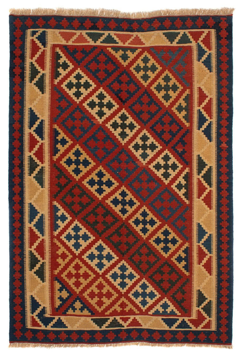 Kelim Carpet - orientalisk matta - 220 x 151 cm - mörkröd