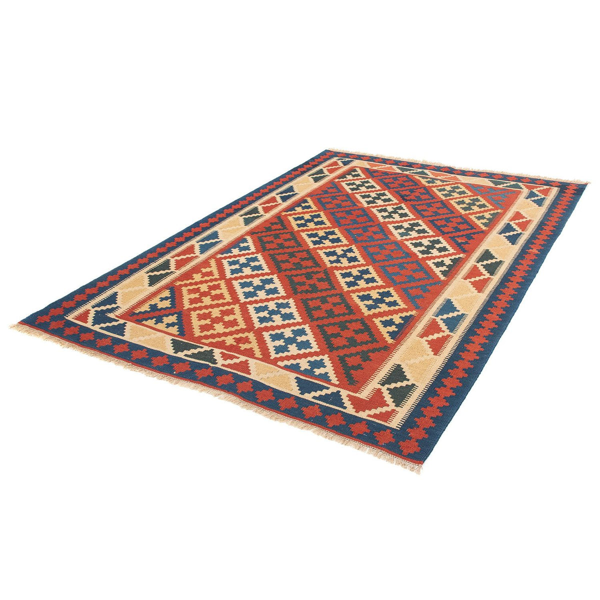 Kelim Carpet - orientalisk matta - 220 x 151 cm - mörkröd