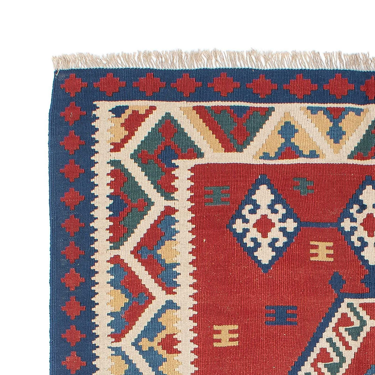 Kelim Carpet - orientalisk matta - 222 x 146 cm - mörkröd