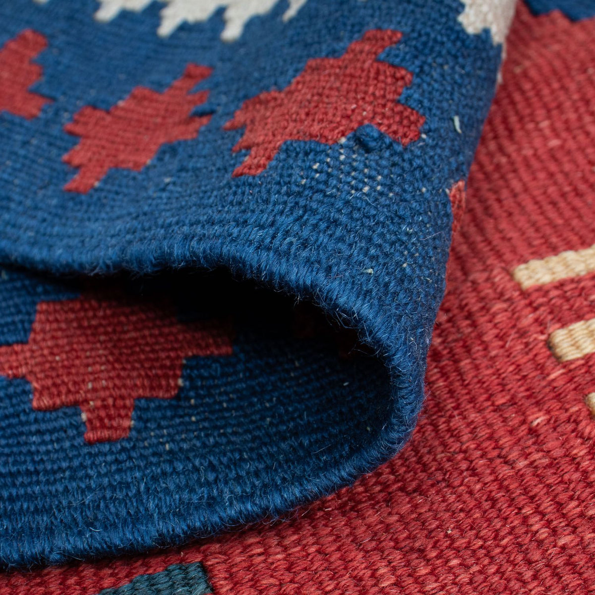 Kelim Carpet - orientalisk matta - 222 x 146 cm - mörkröd