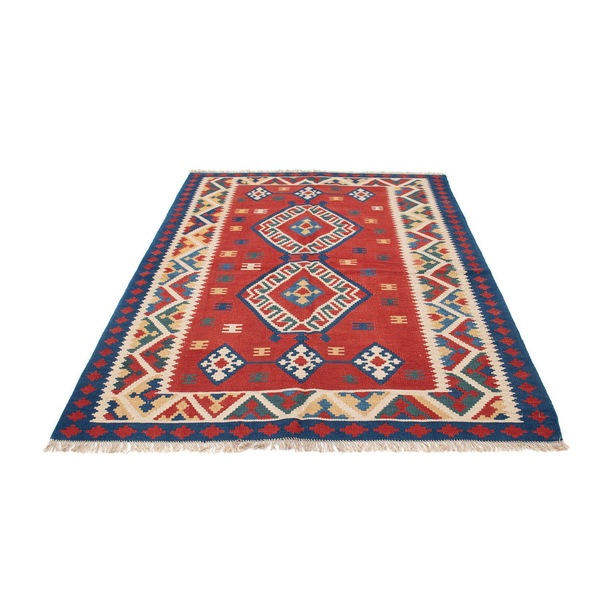 Kelim Carpet - orientalisk matta - 222 x 146 cm - mörkröd