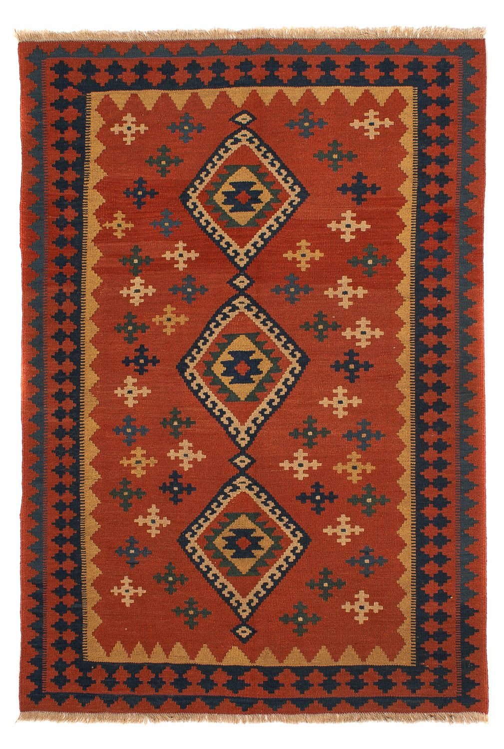 Kelim Carpet - orientalisk matta - 198 x 138 cm - mörkröd