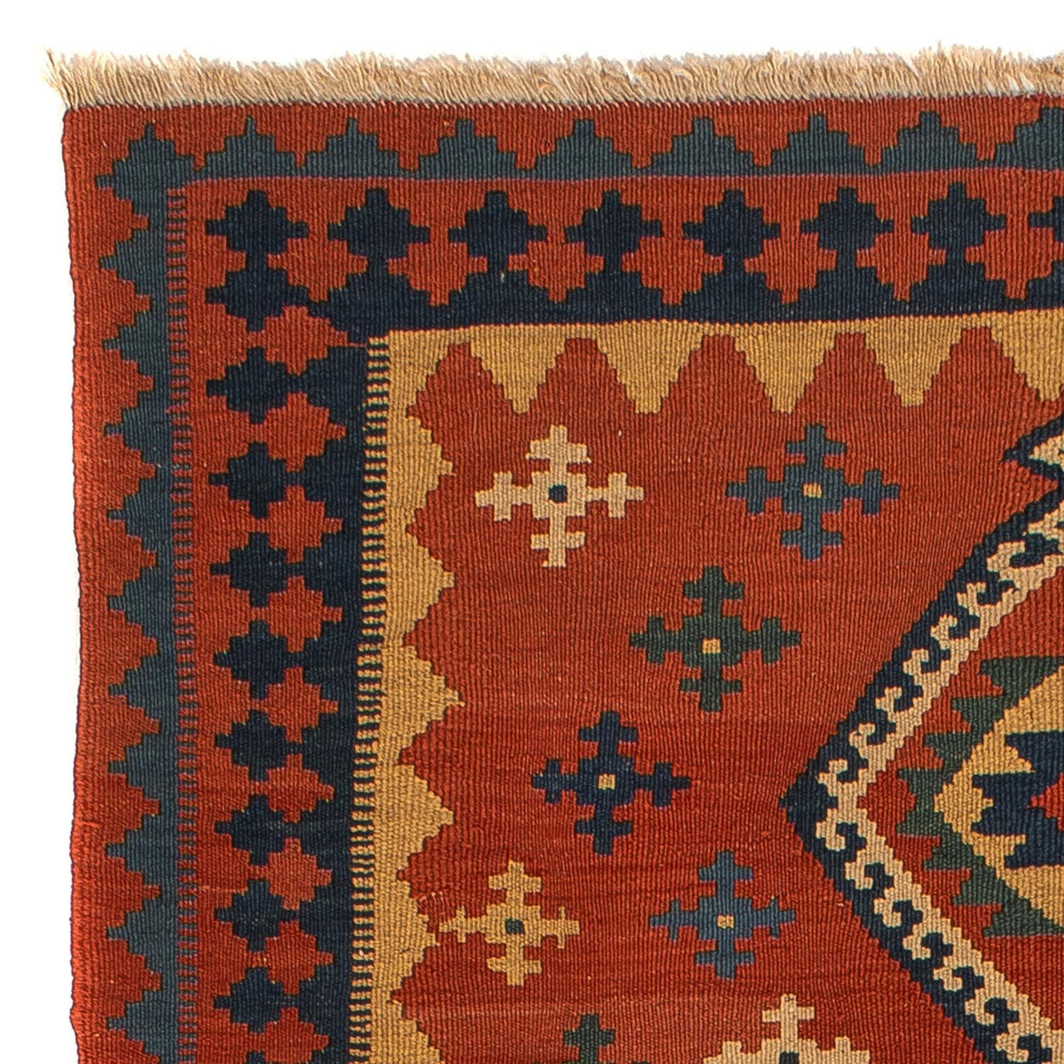 Kelim Carpet - orientalisk matta - 198 x 138 cm - mörkröd