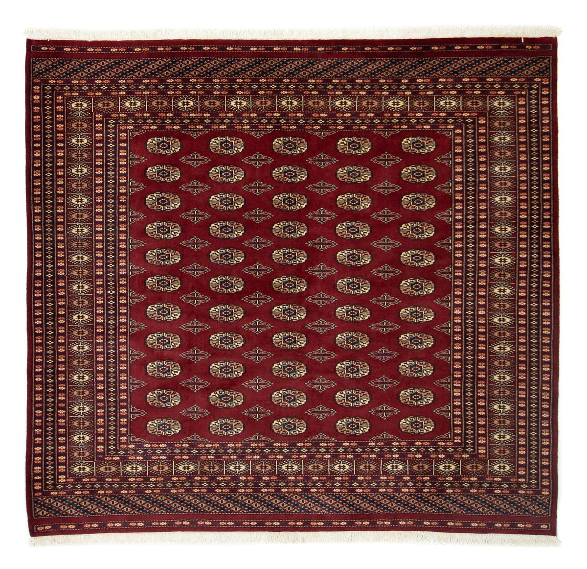 Afghansk matta - Bukhara kvadrat  - 205 x 193 cm - röd