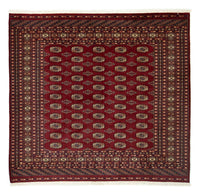 Afghansk matta - Bukhara kvadrat  - 205 x 193 cm - röd
