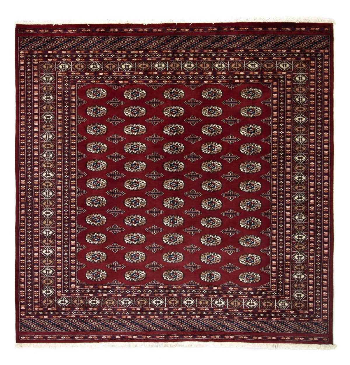 Afghansk matta - Bukhara kvadrat  - 203 x 199 cm - röd