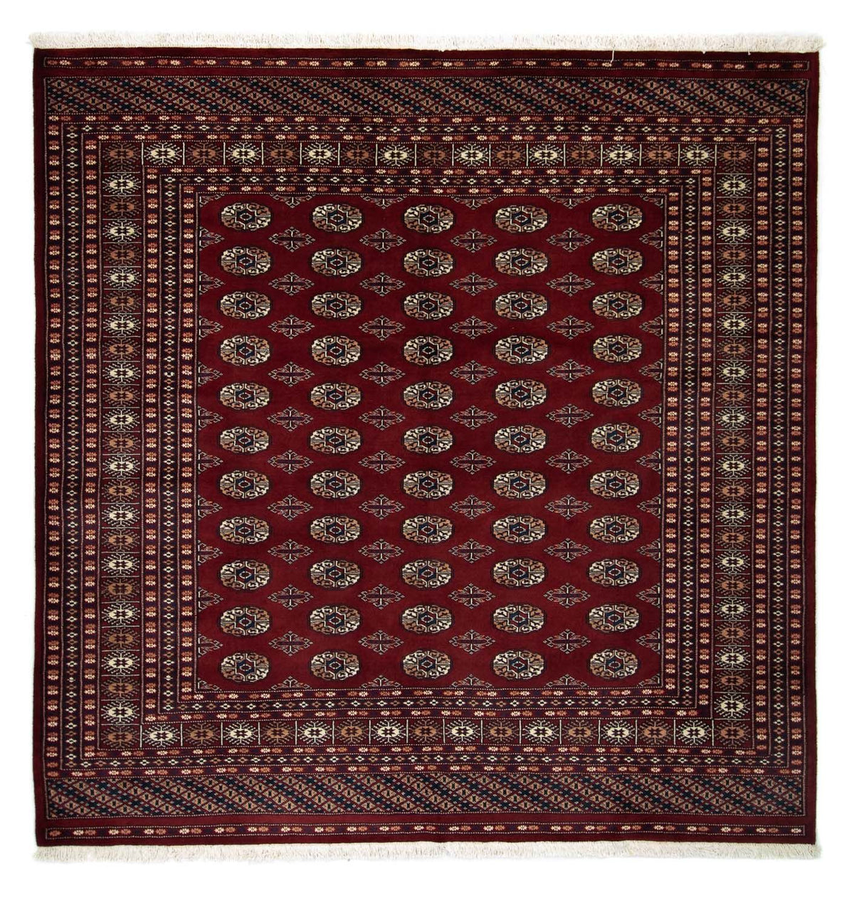 Afghansk matta - Bukhara kvadrat  - 207 x 204 cm - röd