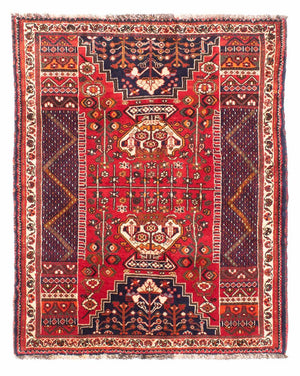 Persisk matta - Nomadic - 135 x 107 cm - mörkröd