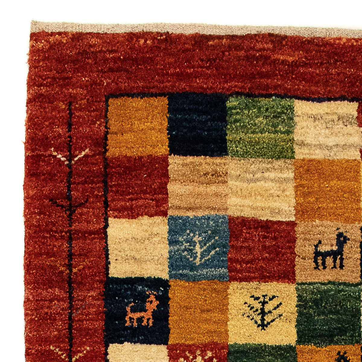 Gabbeh-matta - persisk - 136 x 72 cm - mörkröd