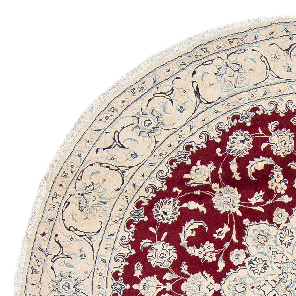 Persisk matta - Nain runt  - 245 x 245 cm - mörkröd