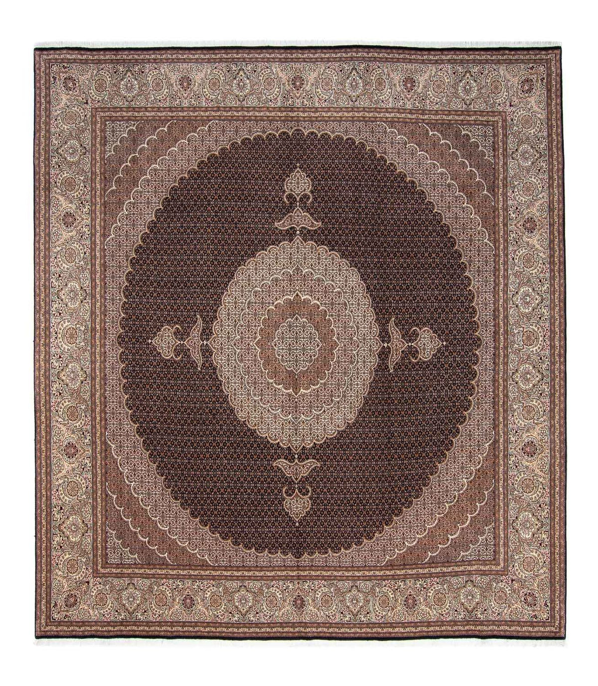 Persisk matta - Tabriz kvadrat  - 315 x 298 cm - mörkbrun