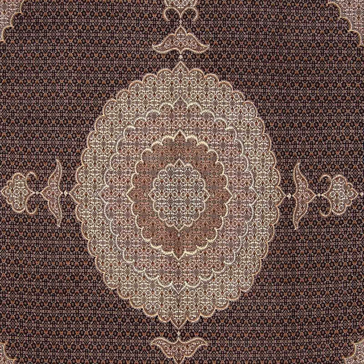 Persisk matta - Tabriz kvadrat  - 315 x 298 cm - mörkbrun