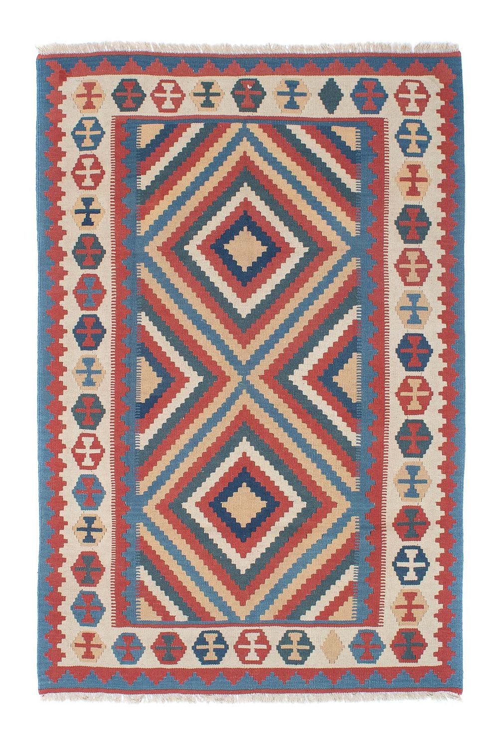Kelim Carpet - orientalisk matta - 183 x 124 cm - blå