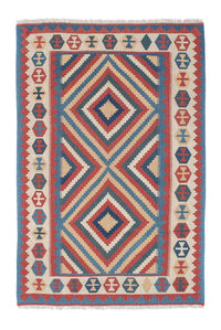 Kelim Carpet - orientalisk matta - 183 x 124 cm - blå