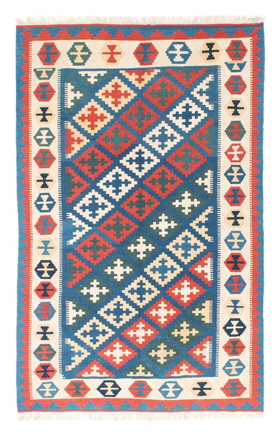 Kelim Carpet - orientalisk matta - 185 x 112 cm - blå