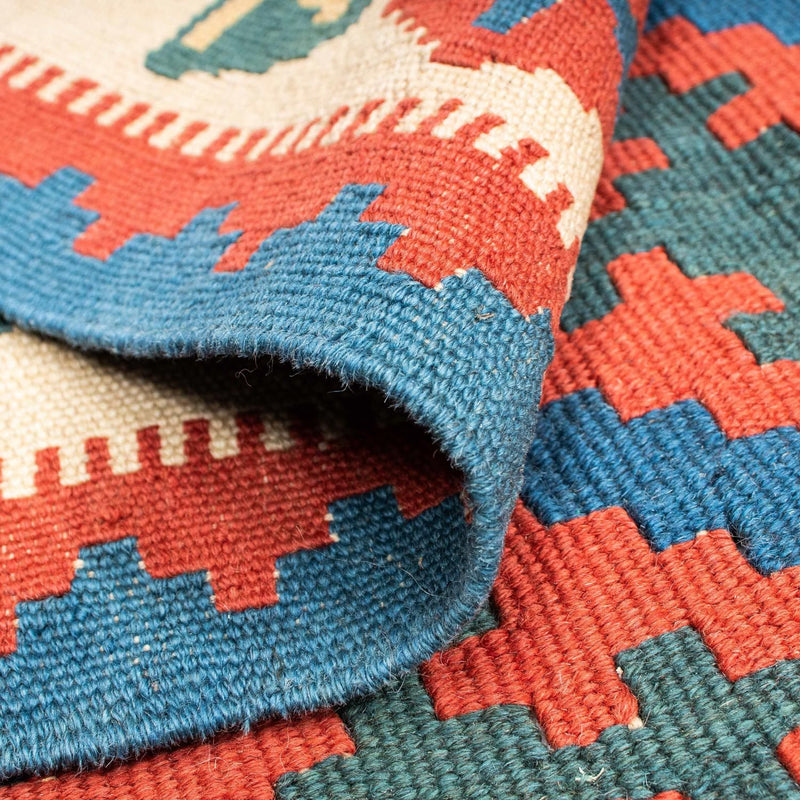 Kelim Carpet - orientalisk matta - 185 x 112 cm - blå