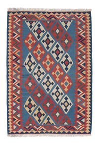 Kelim Carpet - orientalisk matta - 183 x 123 cm - blå