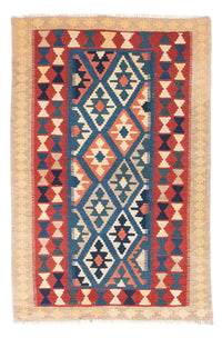 Kelim Carpet - orientalisk matta - 152 x 100 cm - blå