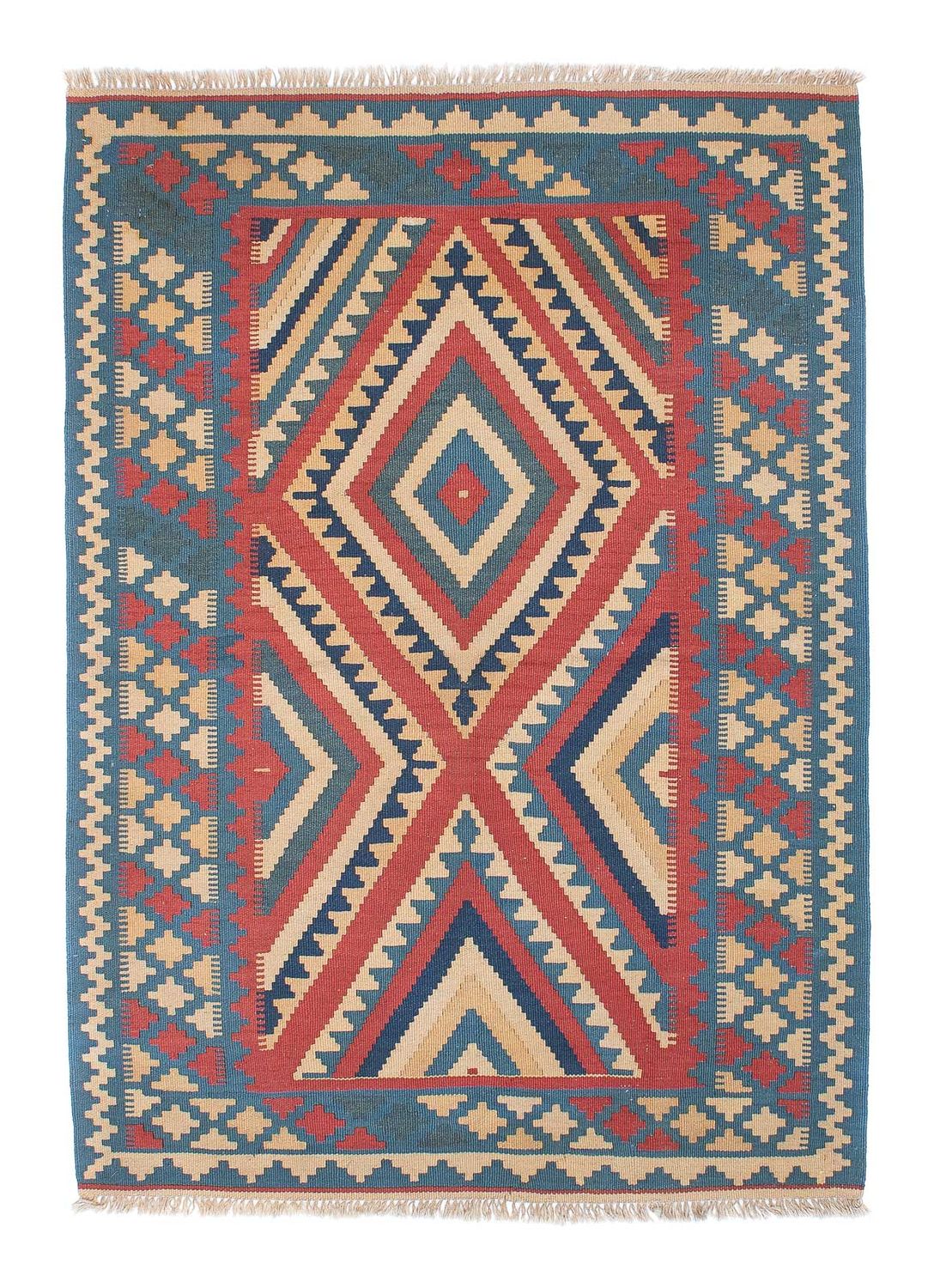 Kelim Carpet - orientalisk matta - 155 x 117 cm - blå