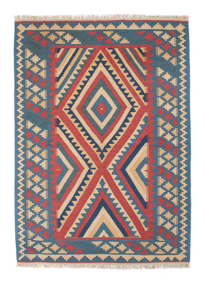 Kelim Carpet - orientalisk matta - 155 x 117 cm - blå