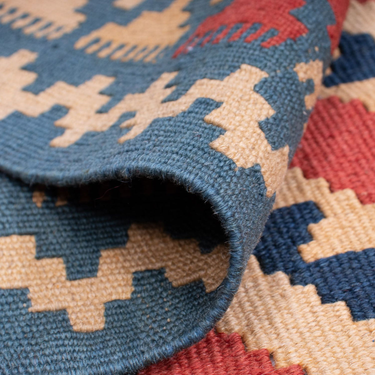 Kelim Carpet - orientalisk matta - 155 x 117 cm - blå