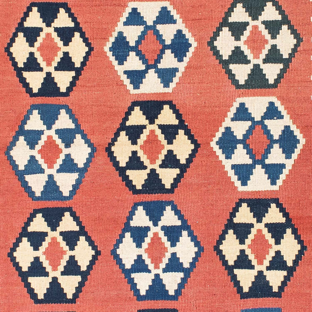 Kelim Carpet - orientalisk matta kvadrat  - 148 x 121 cm - rost