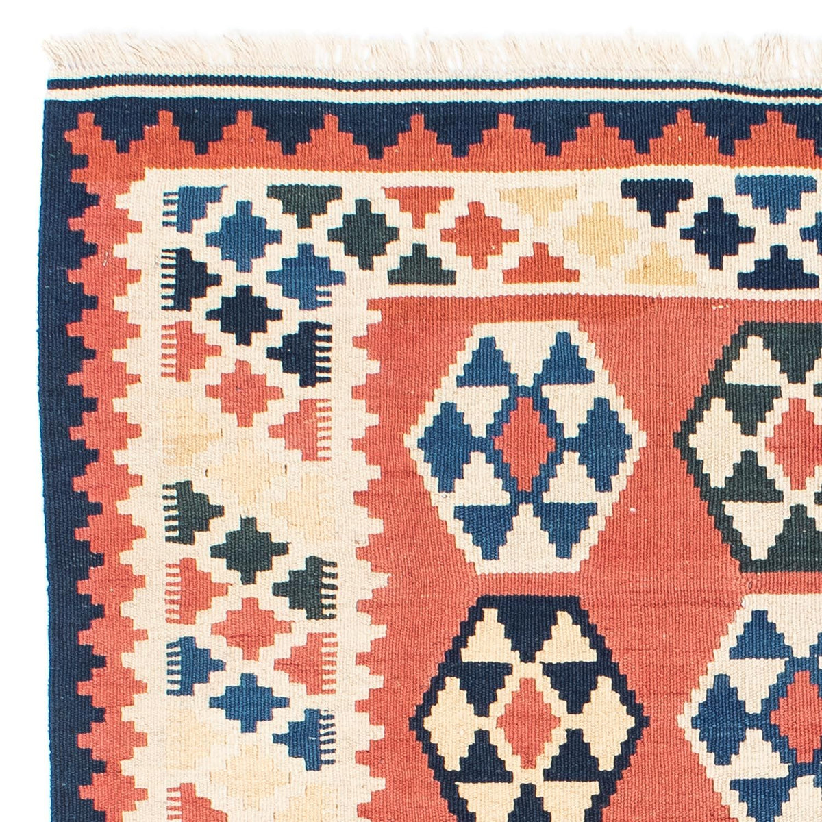 Kelim Carpet - orientalisk matta kvadrat  - 148 x 121 cm - rost