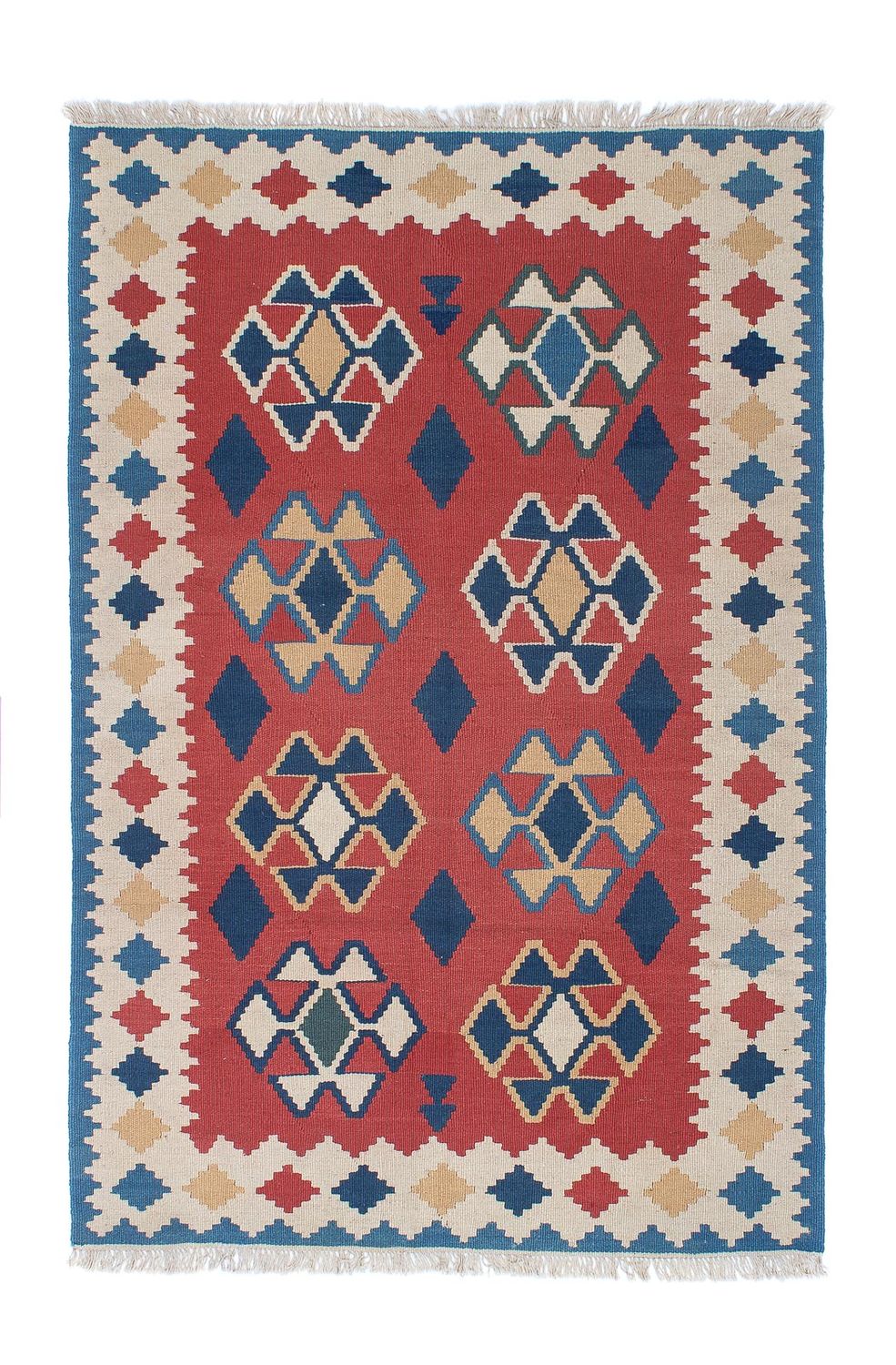 Kelim Carpet - orientalisk matta - 180 x 120 cm - mörkröd