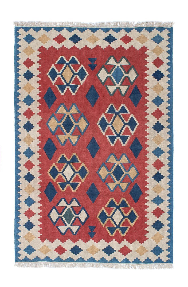 Kelim Carpet - orientalisk matta - 180 x 120 cm - mörkröd