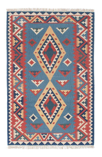 Kelim Carpet - orientalisk matta - 183 x 121 cm - blå