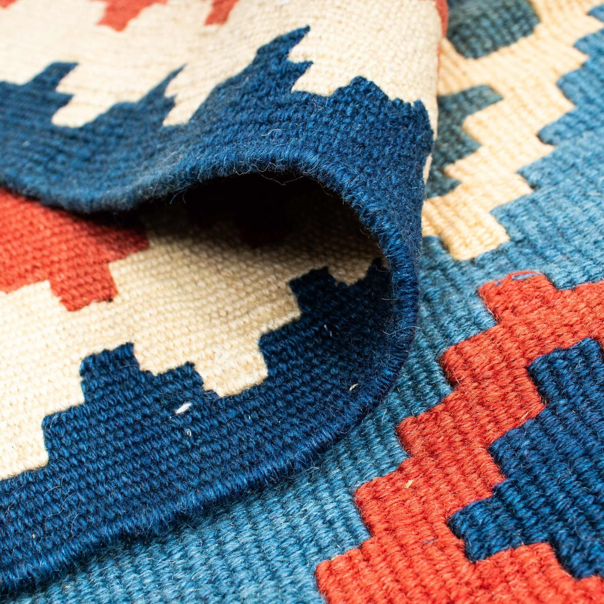 Kelim Carpet - orientalisk matta - 168 x 122 cm - blå