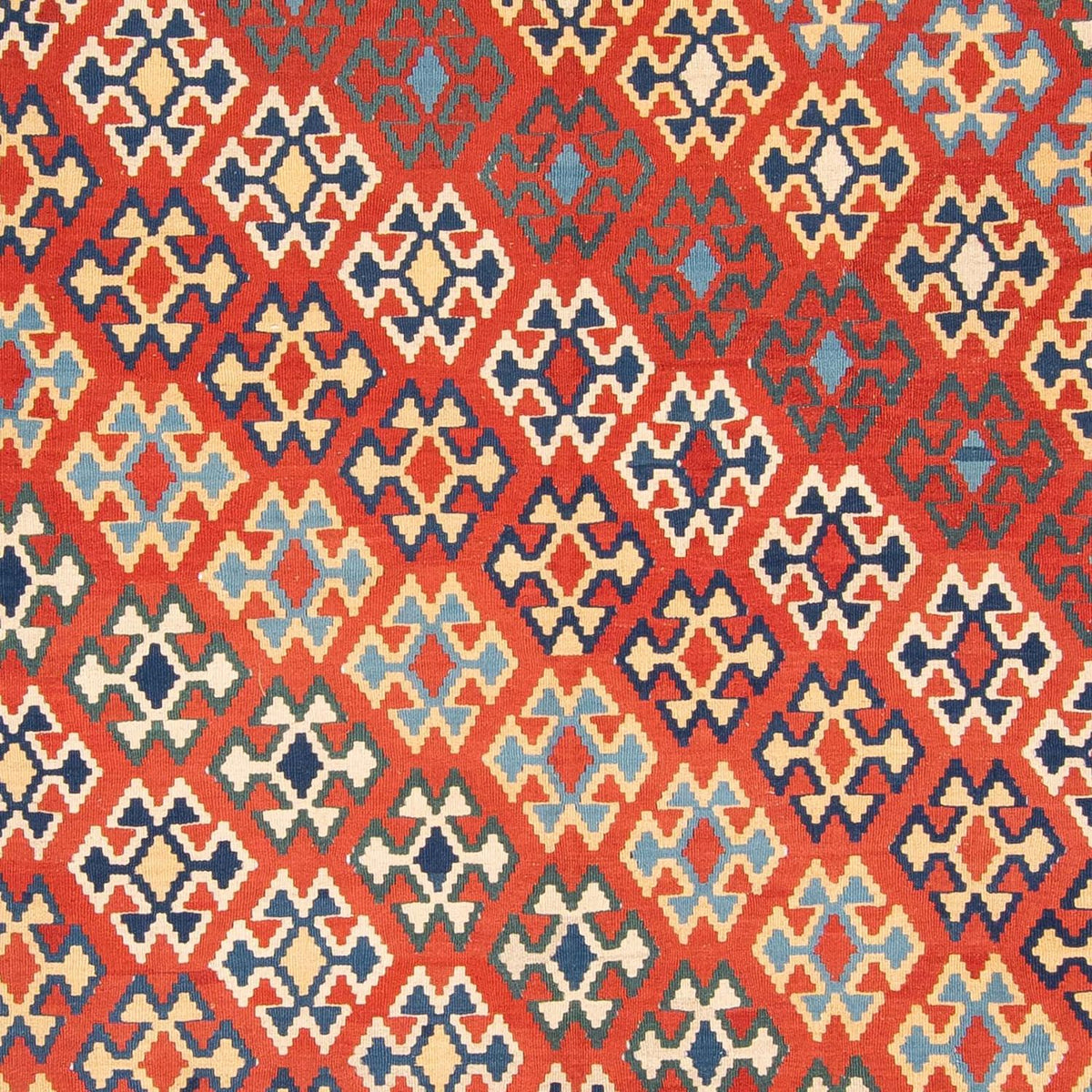 Kelim Carpet - orientalisk matta - 400 x 293 cm - mörkröd