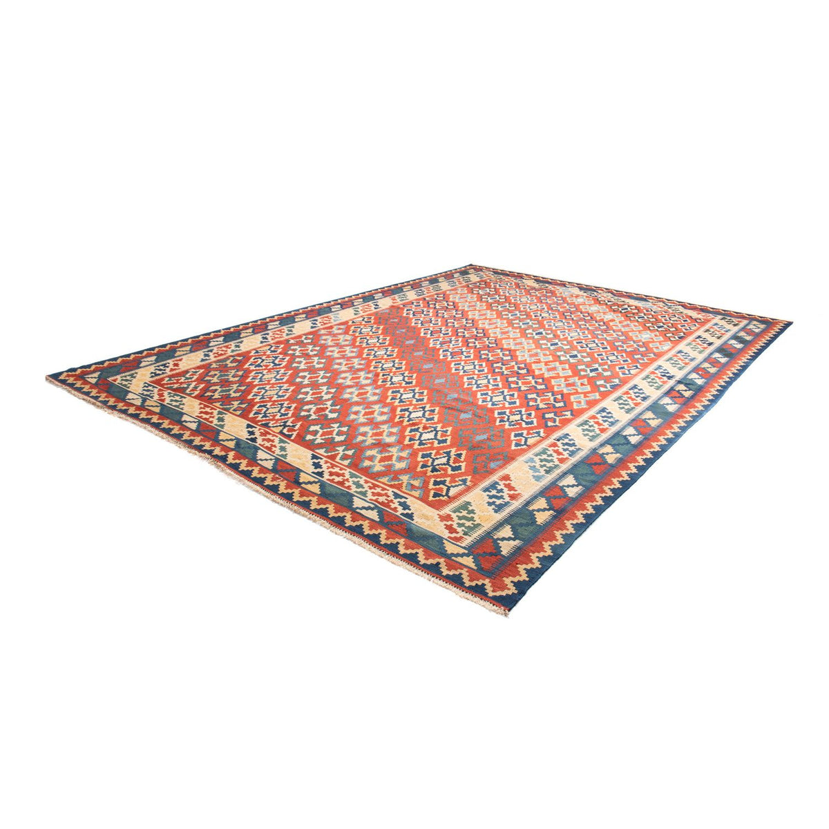 Kelim Carpet - orientalisk matta - 400 x 293 cm - mörkröd