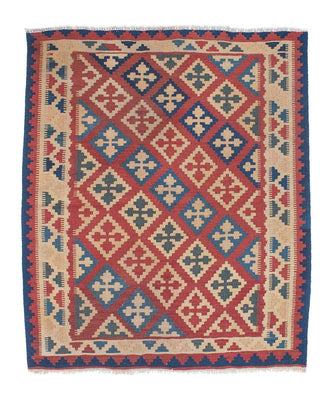 Kelim Carpet - orientalisk matta - 143 x 117 cm - flerfärgad