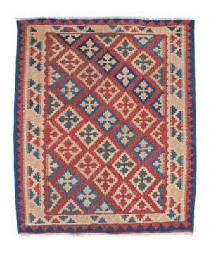 Kelim Carpet - orientalisk matta - 143 x 117 cm - flerfärgad