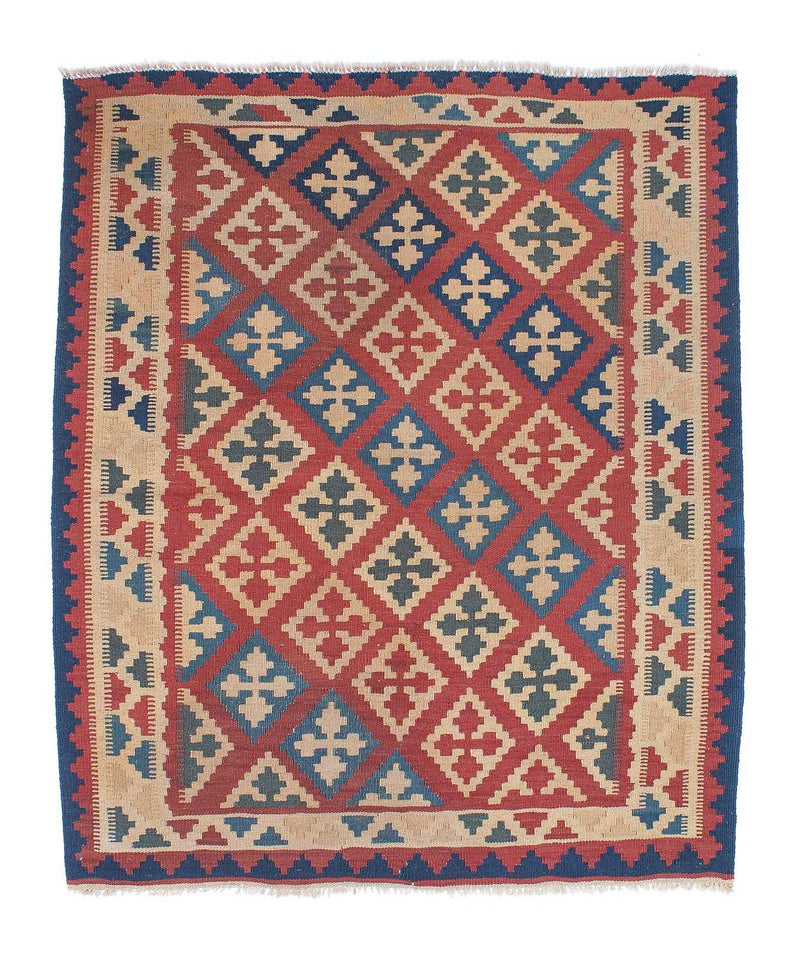 Kelim Carpet - orientalisk matta - 143 x 117 cm - flerfärgad