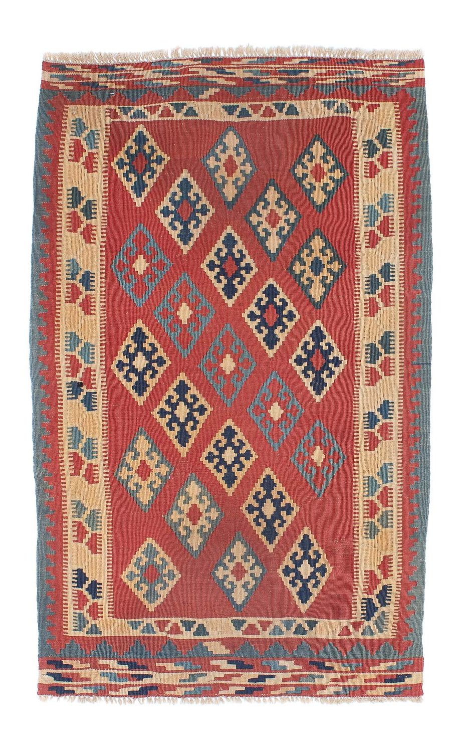 Kelim Carpet - orientalisk matta - 161 x 96 cm - mörkröd