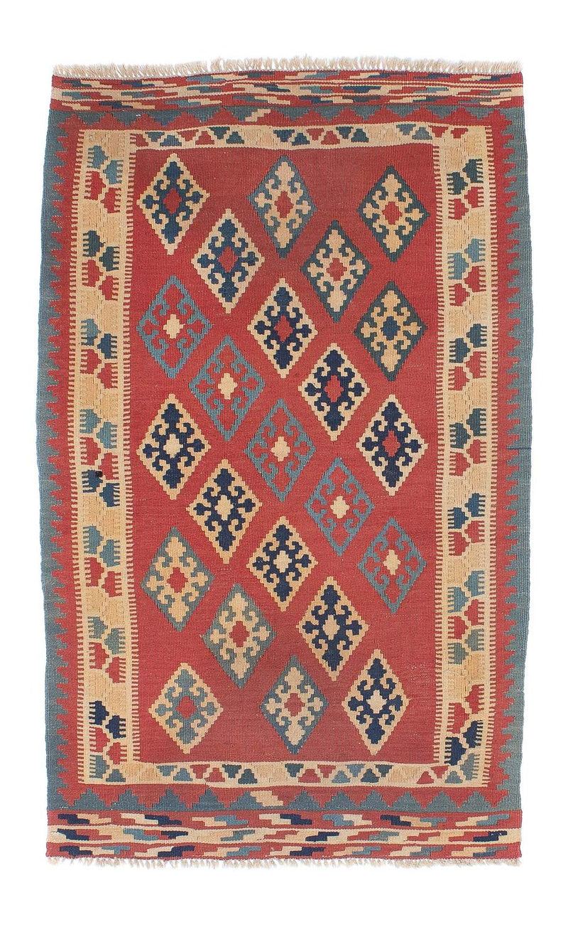 Kelim Carpet - orientalisk matta - 161 x 96 cm - mörkröd
