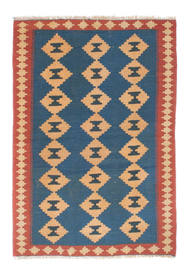 Kelim Carpet - orientalisk matta - 149 x 98 cm - blå