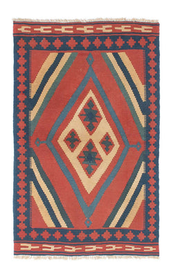 Kelim Carpet - orientalisk matta - 150 x 97 cm - mörkröd