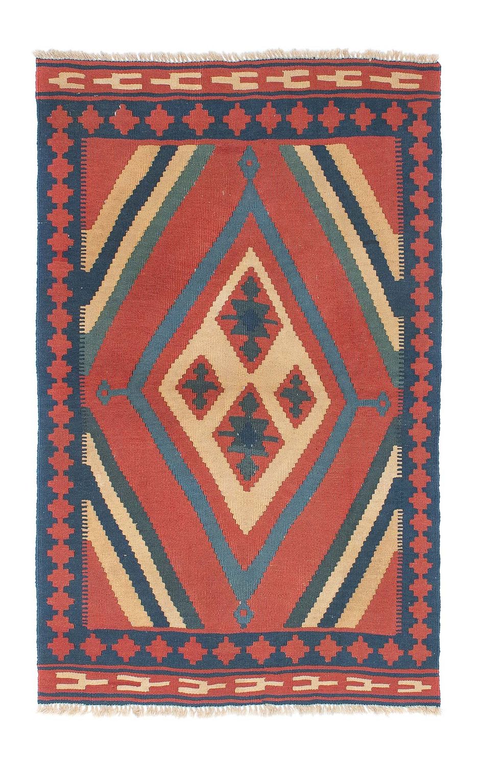 Kelim Carpet - orientalisk matta - 150 x 97 cm - mörkröd