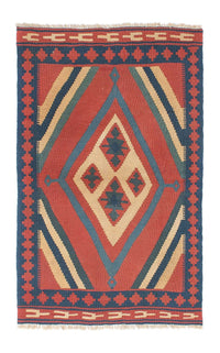 Kelim Carpet - orientalisk matta - 150 x 97 cm - mörkröd