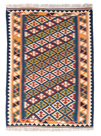 Kelim Carpet - orientalisk matta - 156 x 110 cm - blå