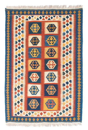 Kelim Carpet - orientalisk matta - 145 x 100 cm - blå