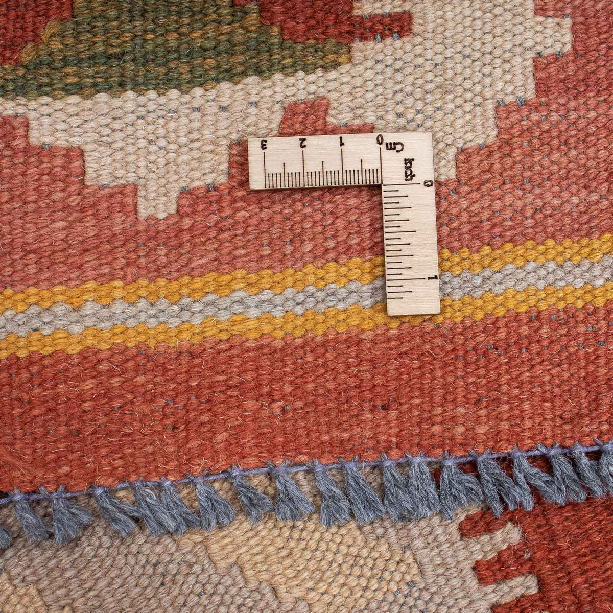 Runner Kelim Carpet - Splash - 306 x 82 cm - ljusröd