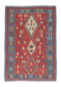 Kelim Carpet - orientalisk matta - 168 x 113 cm - mörkröd